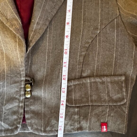 Vintage EDC by Esprit Brown Stripe Crop Short Sleeve Jacket Medium - Picture 6 of 7